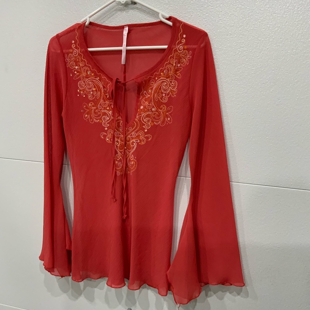 Terracotta Bell Sleeved Tunic Top